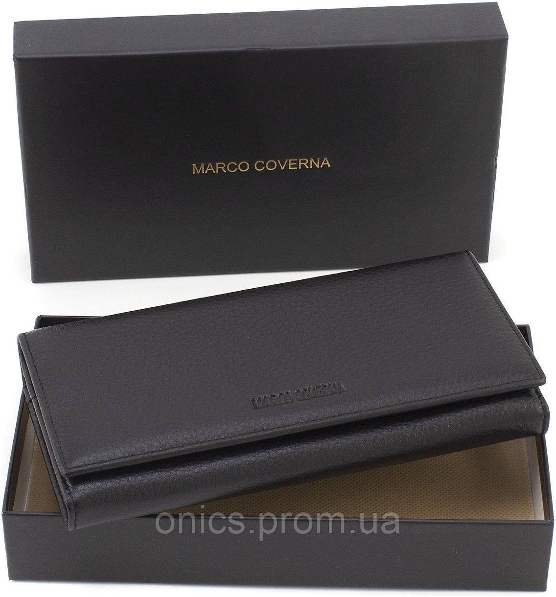 Большой женский кошелёк из натуральной кожи Marco Coverna W002 Black хорошее качество - фото 8 - id-p2191782972