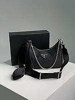 Prada Re-Nylon Black 24 х 12 х 5 см женские сумочки и клатчи хорошее качество
