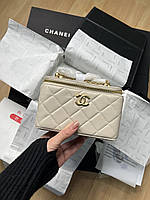 Chanel Classic Beige Lambskin Pearl Crush Vanity Bag (Без ручки) 17 х 11 х 8 см женские сумочки и клатчи