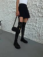 Чоботи-панчохи жіночі стрейч шкіра чорного кольору на низькому ходу демісезонні хорошее качество Размер 37