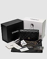 Chanel Classic Wallet on Chain Black/Gold 19 х 12 х 5 см женские сумочки и клатчи хорошее качество