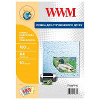 Пленка для печати WWM A4, White waterproof, 180мкм, 10ст, самоклейка (F180PP10) o