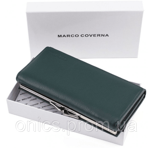 Зелёный кожаный кошелёк Marco coverna MC-1412-7 хорошее качество - фото 9 - id-p2191783036