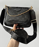 Louis Vuitton Pochette Multi Black Leather 23х16х5 женские сумочки и клатчи хорошее качество