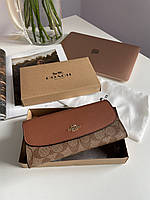Coach Signature PVC Slim Envelope Wallet Brown 20x20x20 женские сумочки и клатчи хорошее качество