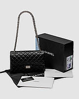 Chanel 2.55 Reissue Double Flap Leather Bag Black/Silver 25 х 15 х 6 см женские сумочки и клатчи хорошее