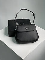 Prada Cleo Brushed Leather Mini Bag Black 21 х 19 х 6 см женские сумочки и клатчи хорошее качество