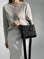 Christian Dior Latte Ultramatte Cannage Calfskin Mini Lady Dior Black 20 х 17 х 9 см женские сумочки и
