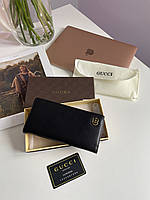 Gucci Marmont G Black Leather Bifold Long Wallet Purse 20 х 10 х 3 см женские сумочки и клатчи хорошее