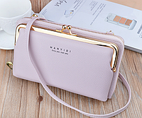 Женская сумочка клатч на плечо, мини сумка кошелек для телефона яркая Пудровый хорошее качество