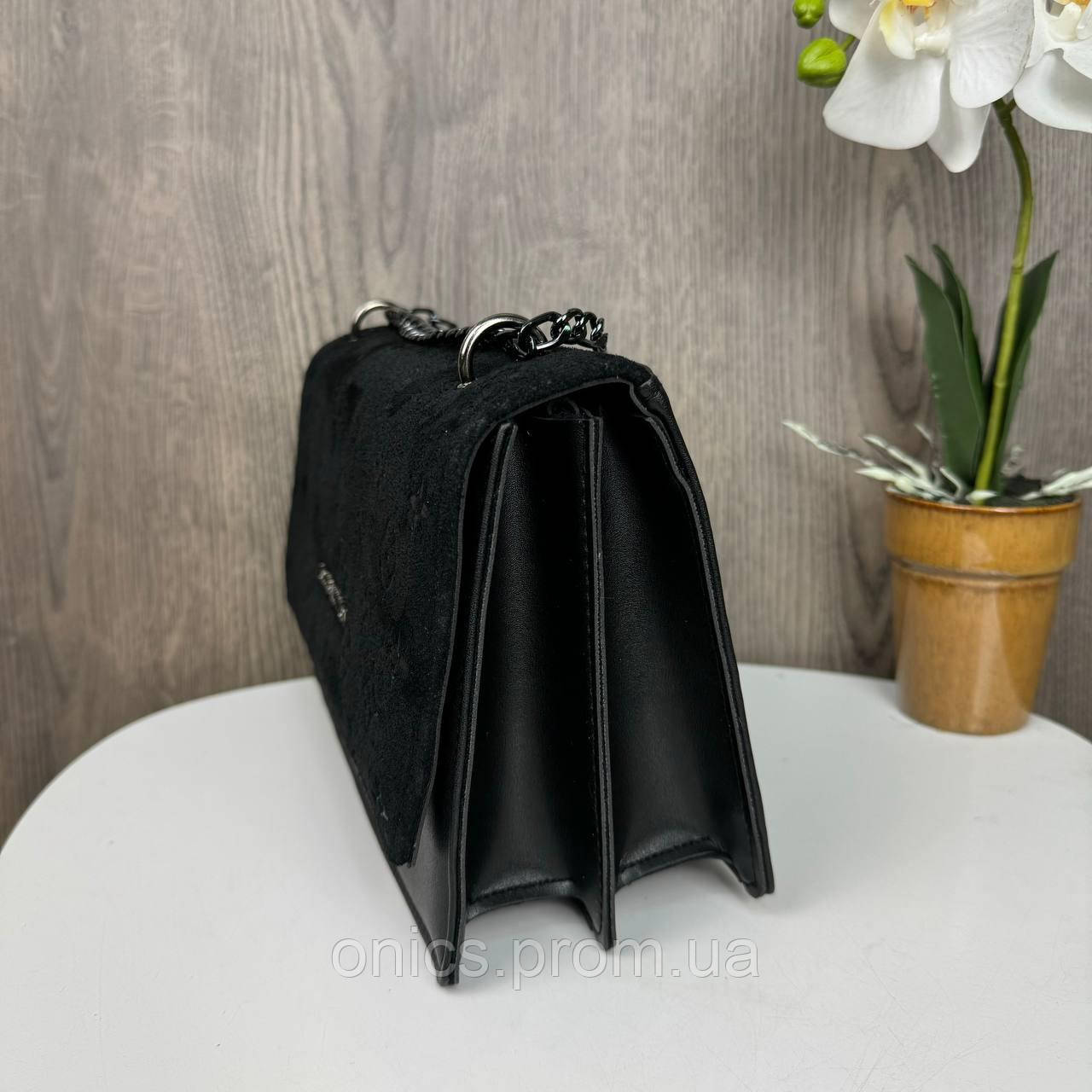 Замшевая женская мини сумочка клатч стиль Луи Витон черная, сумка для девушек замша хорошее качество - фото 7 - id-p2191802165