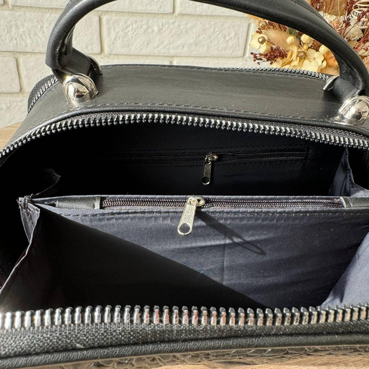 Женская мини сумочка клатч рептилия черная, маленькая каркасная сумка под рептилию хорошее качество - фото 1 - id-p2191802613