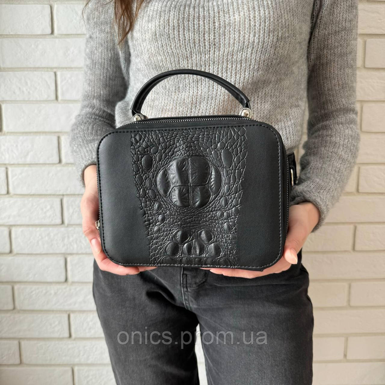 Женская мини сумочка клатч рептилия черная, маленькая каркасная сумка под рептилию хорошее качество - фото 3 - id-p2191802613