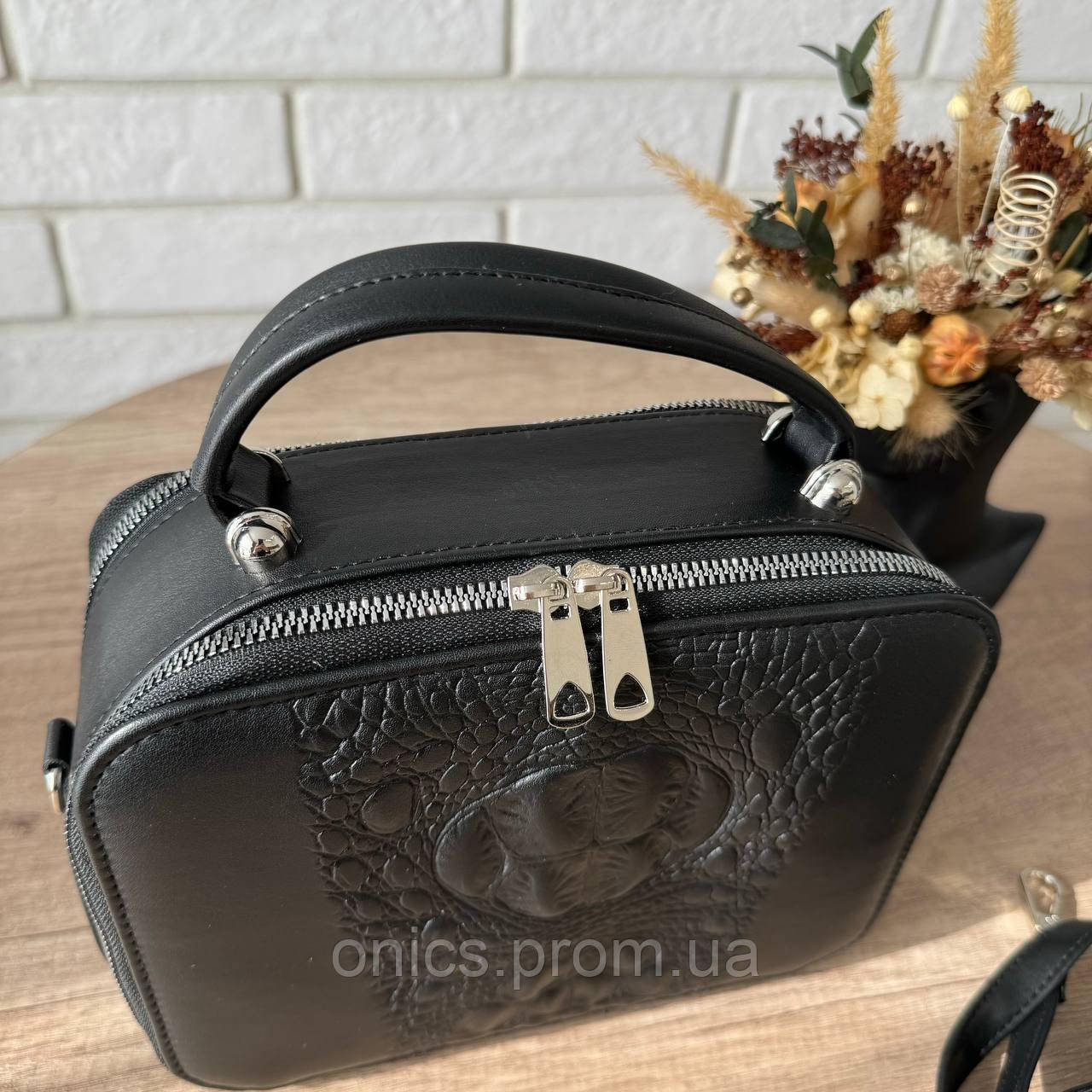 Женская мини сумочка клатч рептилия черная, маленькая каркасная сумка под рептилию хорошее качество - фото 5 - id-p2191802613
