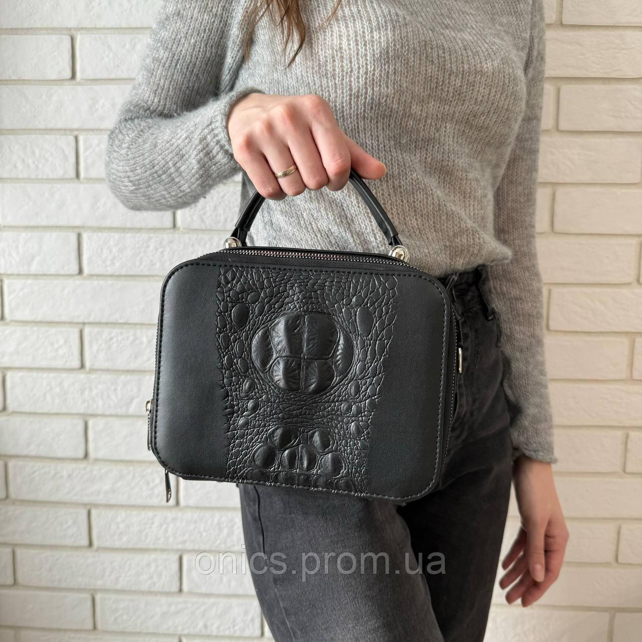 Женская мини сумочка клатч рептилия черная, маленькая каркасная сумка под рептилию хорошее качество - фото 8 - id-p2191802613