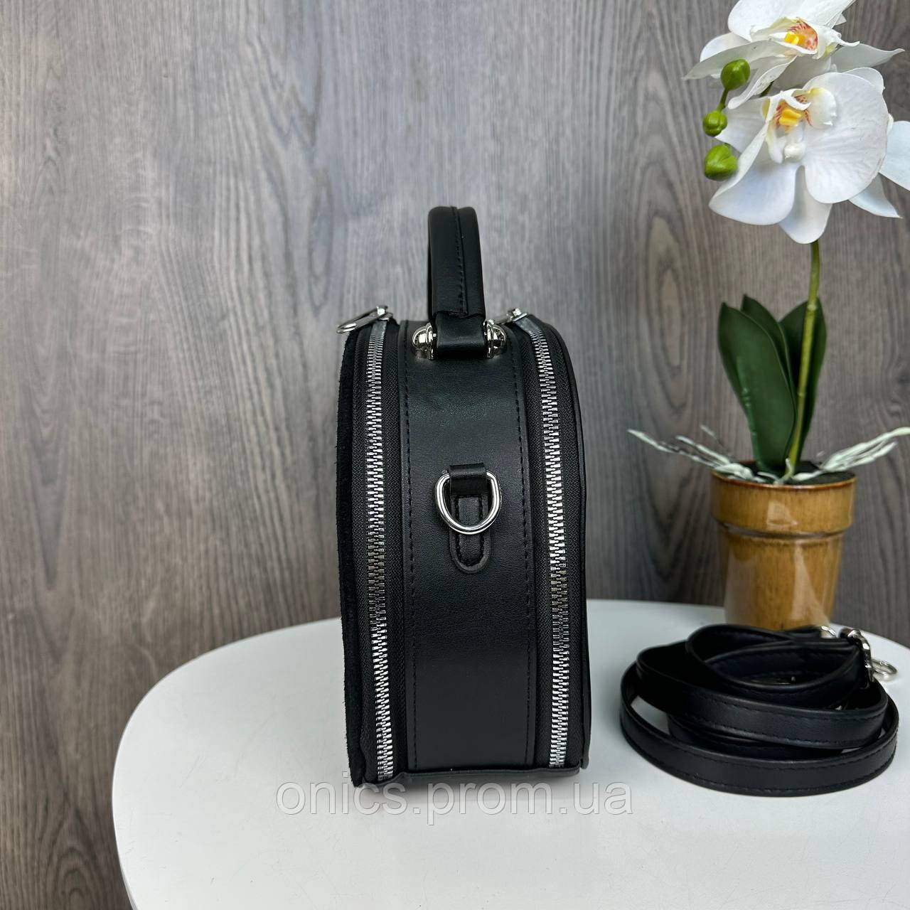 Женская замшевая сумка клатч на плечо стиль ZARA черная, мини сумочка натуральная замша Зара хорошее качество - фото 5 - id-p2191802178