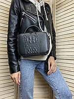 Женская мини сумочка клатч под рептилию черная, маленькая сумка через плечо эко кожа хорошее качество