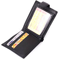 Мужской горизонтальный бумажник среднего размера из натуральной кожи ST Leather 22484 Черный хорошее качество