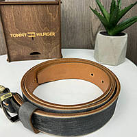 Мужской кожаный ремень стиль Tommy Hilfiger, пояс из натуральной кожи Томми Хилфигер люкс Бежевый хорошее
