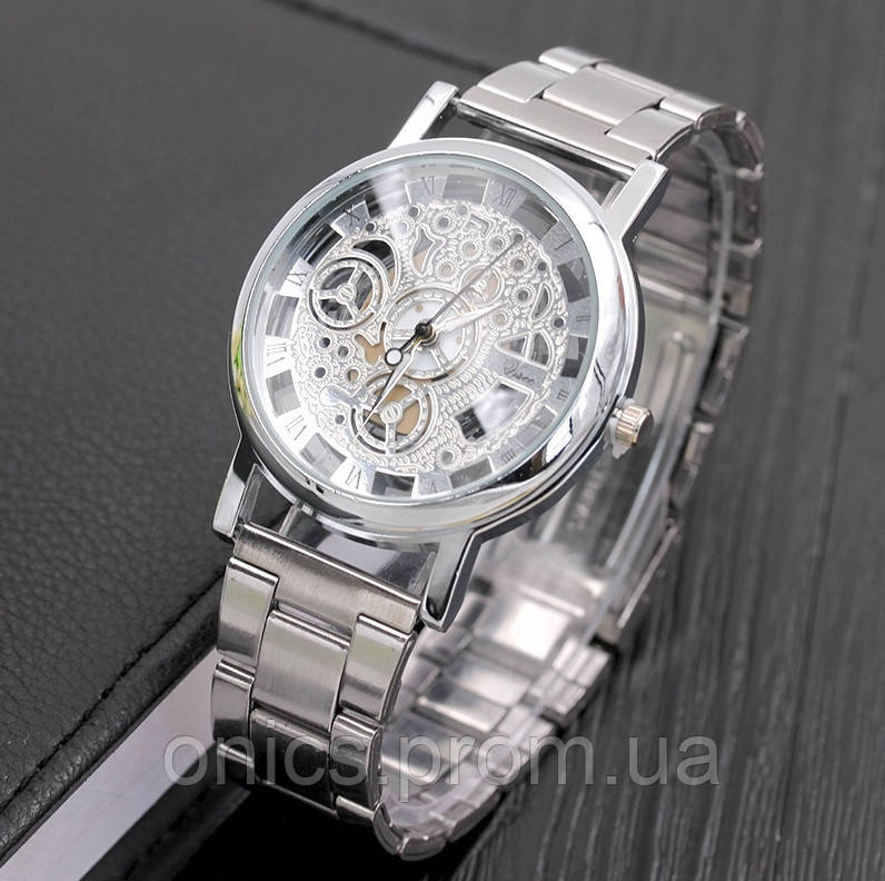 Металлические мужские часы с открытым механизмом хорошее качество - фото 2 - id-p2191802376