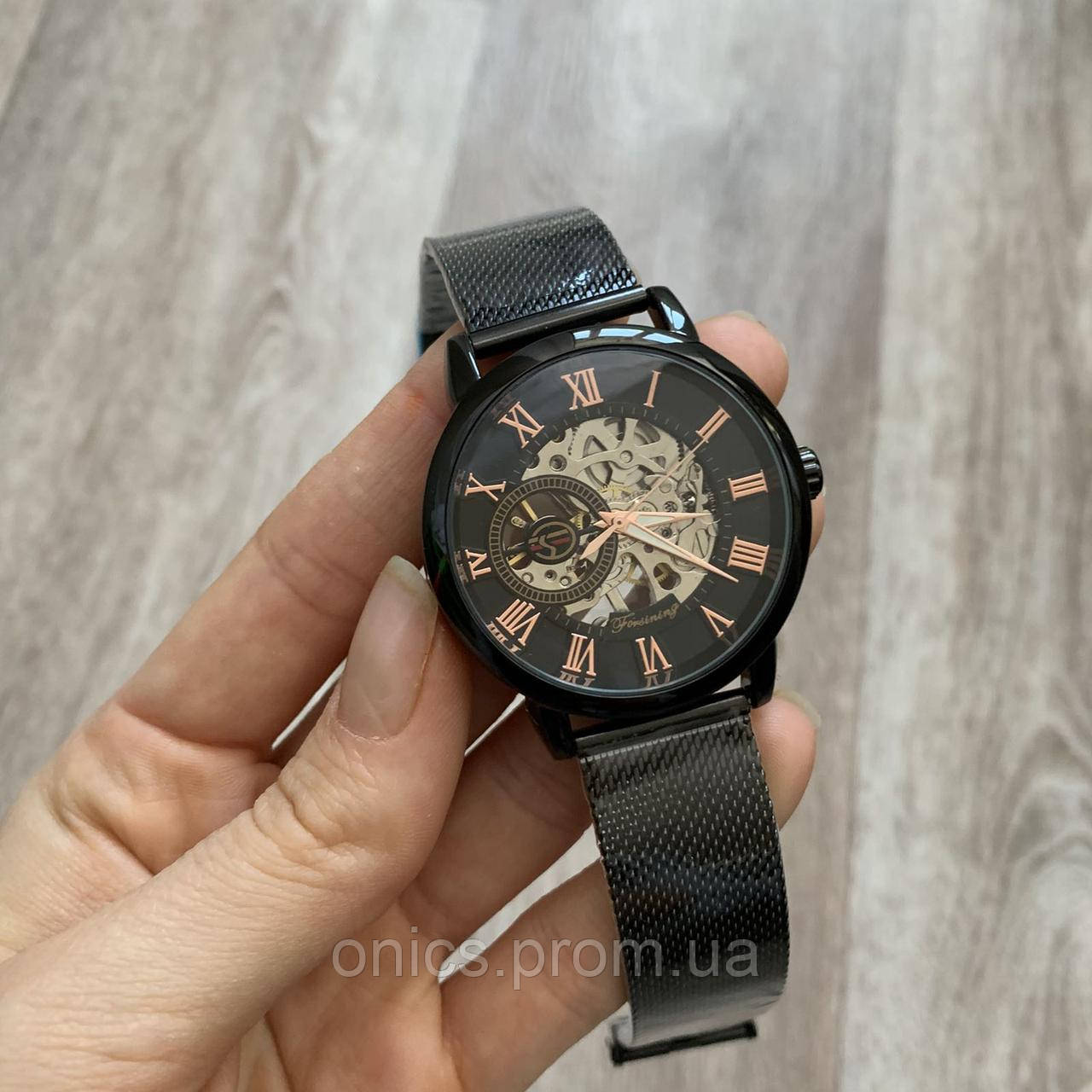 Механические женские наручные часы Forsining Черный с черным хорошее качество - фото 4 - id-p2191802456