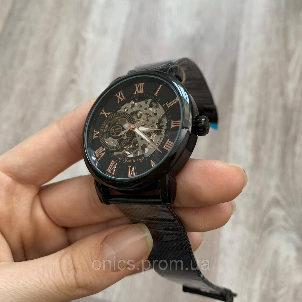 Механические женские наручные часы Forsining Черный с черным хорошее качество - фото 5 - id-p2191802456