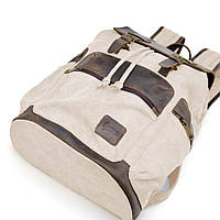 Рюкзак серый (светлый) из парусины и кожи RGj-0010-4lx от бренда TARWA хорошее качество