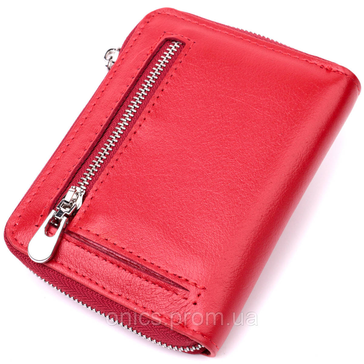 Стильный кожаный кошелек для женщин на молнии с тисненым логотипом производителя ST Leather 19490 Красный - фото 3 - id-p2191802806