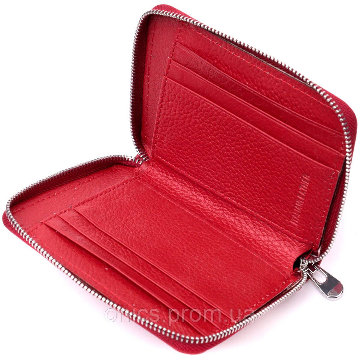 Стильный кожаный кошелек для женщин на молнии с тисненым логотипом производителя ST Leather 19490 Красный - фото 4 - id-p2191802806