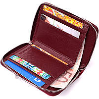 Кожаный кошелек для женщин на молнии с металлическим логотипом производителя ST Leather 19485 Бордовый хорошее