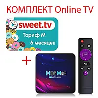 Sweet.TV Тариф M на 6 місяців для п'яти пристроїв + Смарт ТВ приставка H96 MAX V11 2/16 Гб Smart TV Box Android 11