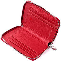 Кожаный женский кошелек на молнии с металлическим логотипом производителя ST Leather 19484 Красный хорошее