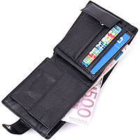 Мужской бумажник среднего размера из натуральной кожи ST Leather 22444 Черный хорошее качество