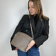 Містка шкіряна сумка на три відділення С02-ШК-843 Чорна, фото 7