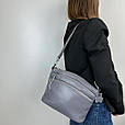 Містка шкіряна сумка на три відділення С02-ШК-843 Чорна, фото 9