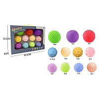 Набір тактильних сенсорних м'ячиків Baby Thuch Toys A 015  масажні кульки різної текстури 11 штук