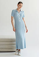 Блакитна сукня в'язка з гудзиками OneSize 343244