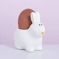 Подставка под яйцо керамичяская Кролик белый Пасхальный 6800 белая хорошее качество