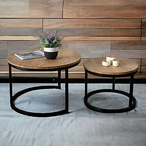 Журнальні столики в кімнату Манго сучасний маленький круглий журнальний стіл комплект 2 штуки Д750 Д580х30 мм