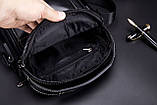 Чоловіча сумка через плече Натуральна шкіра Барсетка Чоловіча шкіряна сумка для документів планшет Чорна, фото 6