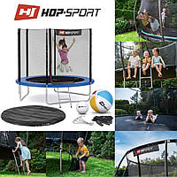 Батут Hop-Sport 8ft (244 см) синий с наружной сеткой. Разборный для взрослых и детей. Максимум вес до 150 кг.