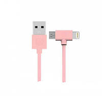 Кабель Combo 2-in-1 Axe Lightning/microUSB 1м pink WK 304704 хорошее качество