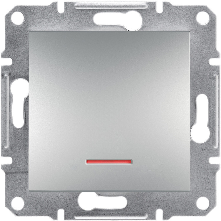 Вимикач із підсвіткою 1-клавішний алюміній Asfora Schneider