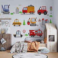 Интерьерные наклейки для детской комнаты с различными видами транспорта 180х120 см
