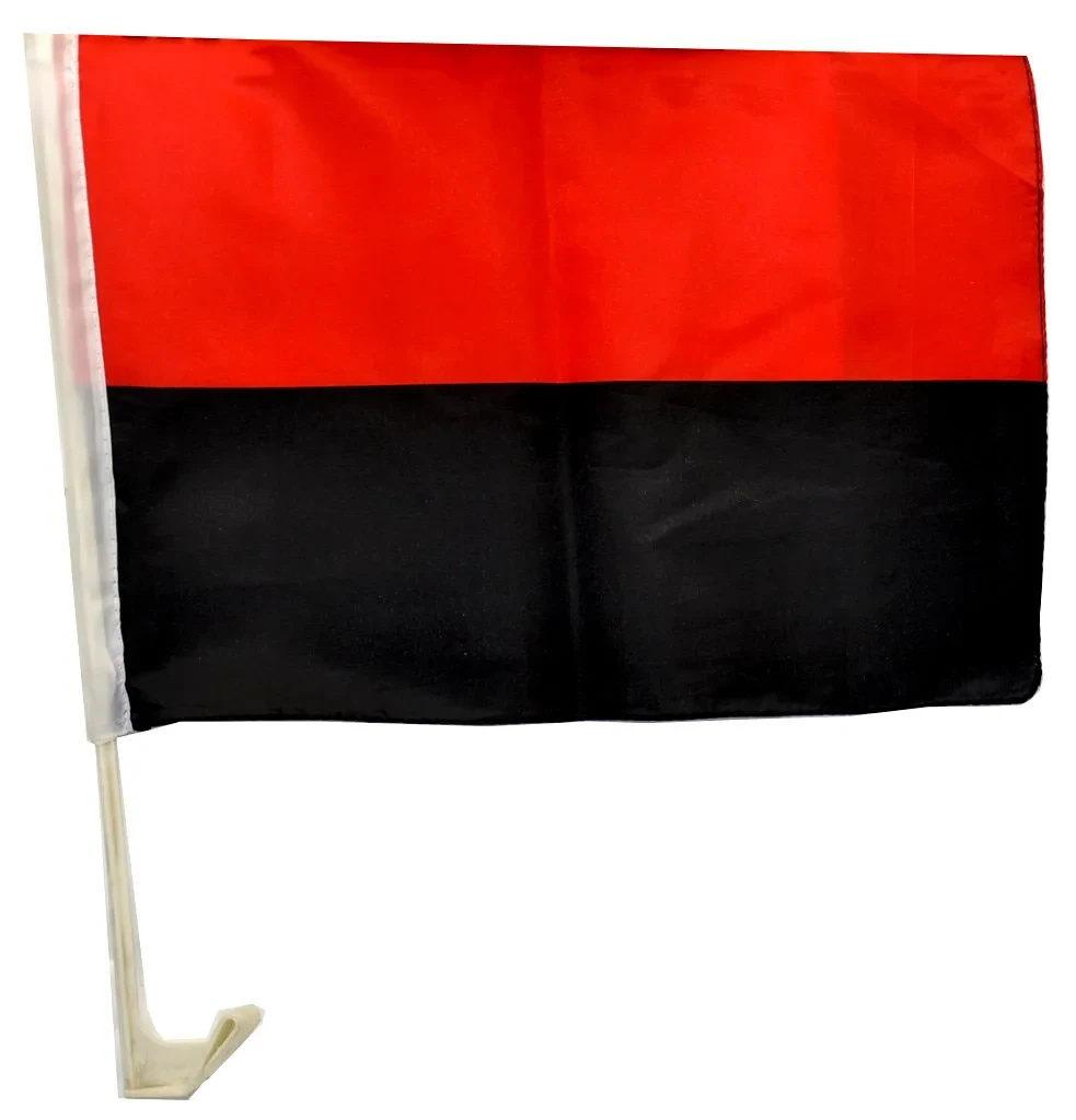 Прапор для автомобіля УПА червоно-чорний нейлон 30х45 см (зі штоком)