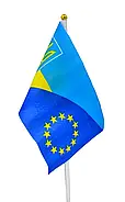Прапорець Україна - Євросоюз 14х21 см з присоскою, фото 5