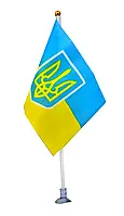 Прапорець Україна + тризуб 14х21 см з присоскою