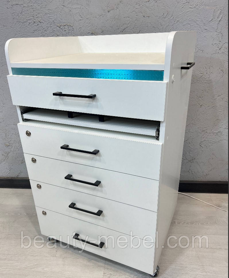 Тумба для педикюру, тумба з УФ блоком біла, фото 1