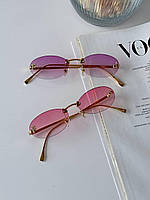 Овальные очки солнцезащитные женские 2024 безоправные, Фиолетовые/Розовые