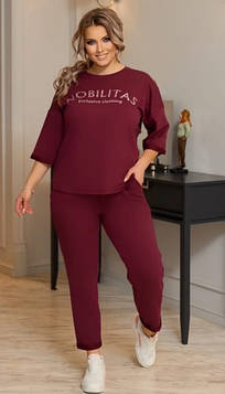 Костюм жіночий трикотажний батал Nobilitas бордо